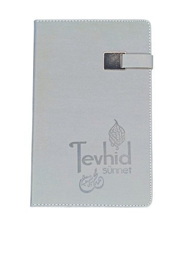 Tevhid Logolu Ajanda (Termo Deri Sert Kapak - Mıknatıslı) Gri
