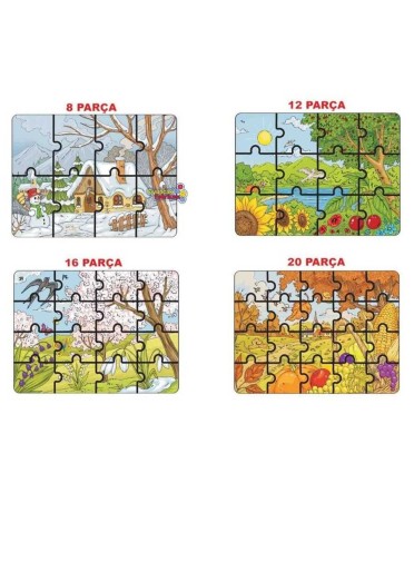 Mevsimler Süper Renkli Eva Çocuk Puzzle 24 Parça) 4'Lü