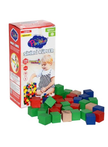 Kutuda Ahşap 100 Parça Küpler
